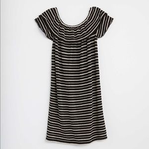 Loft Striped Ruffle Off The Shoulder Dress